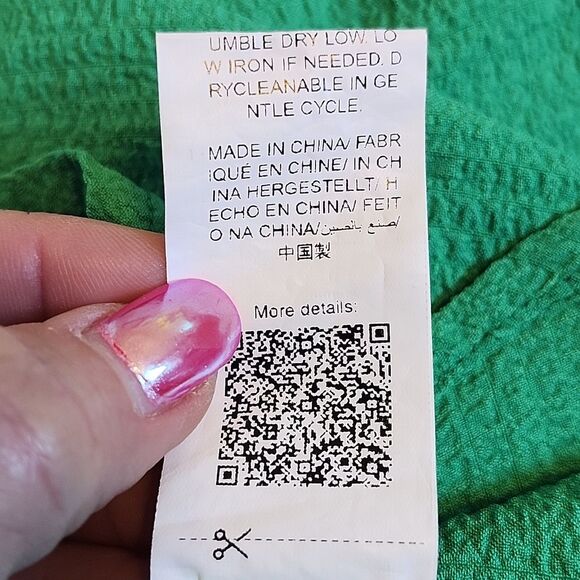 5/$55 Shein Green Tie Neck Halter Blouse With Ruffle, Cropped, Hi Lo, L - Picture 6 of 6